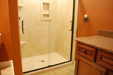 Flexstone walls with shower base